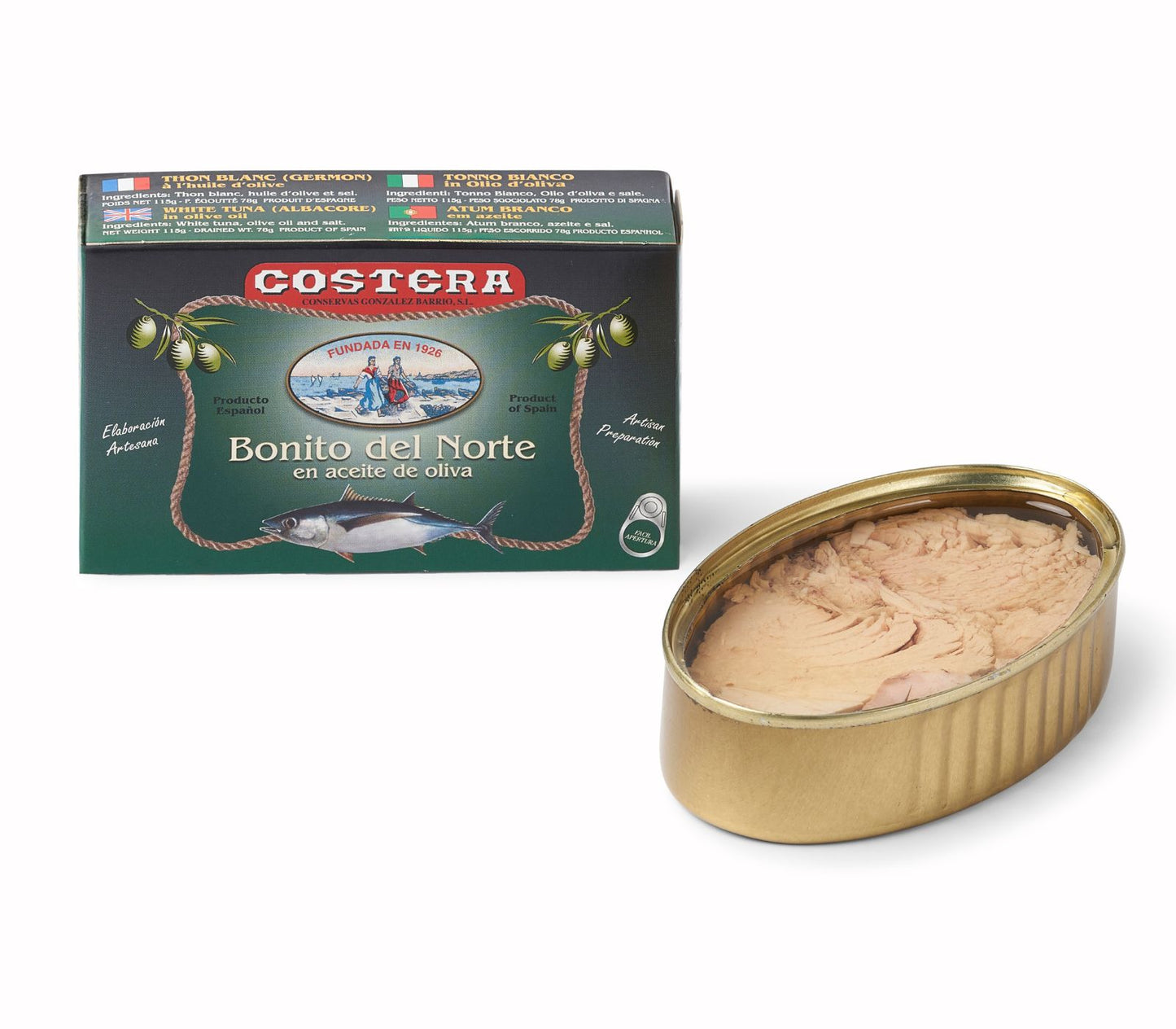 Bonito del norte tronco oliva 1/4 oval.