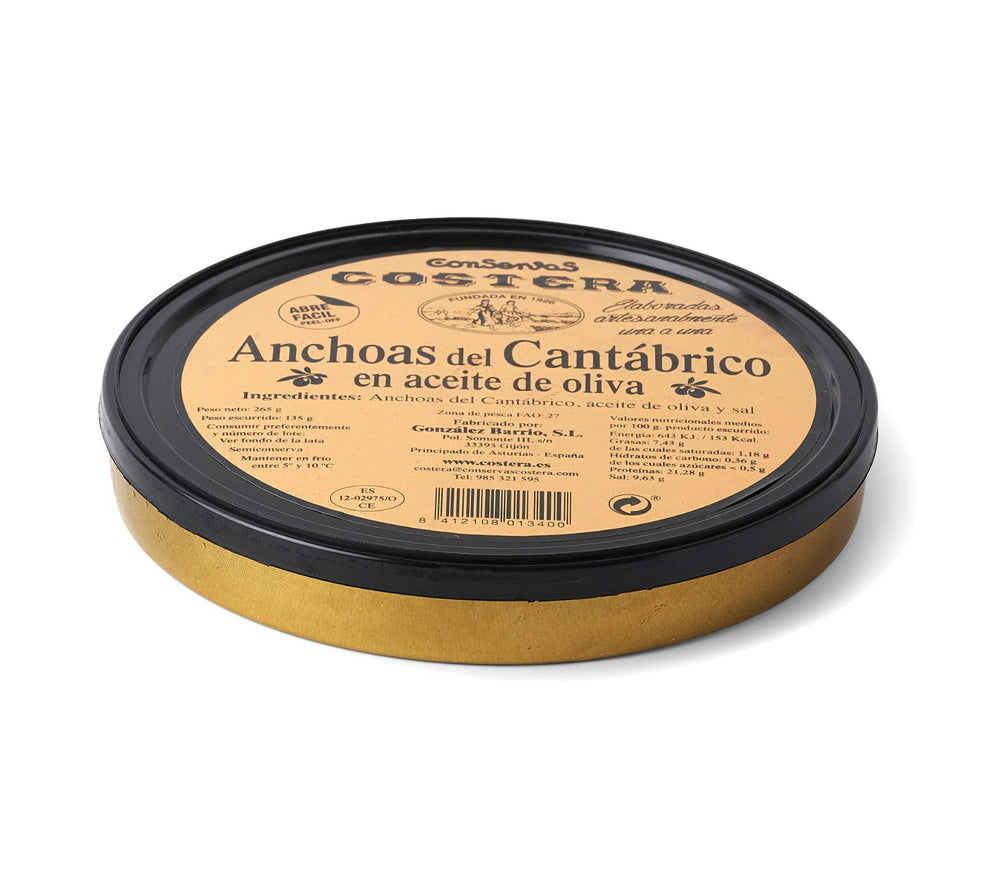 Anchoas del cantábrico en aceite de oliva